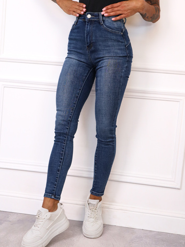 SPODNIE JEANSOWE SKINNY PUSH UP- GRANATOWE