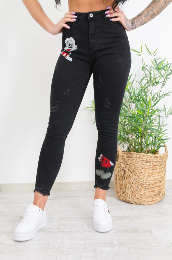 CZARNE SPODNIE Z APLIKACJĄ