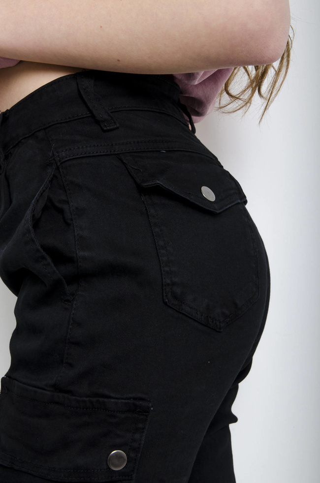 SPODNIE CZARNE CARGO