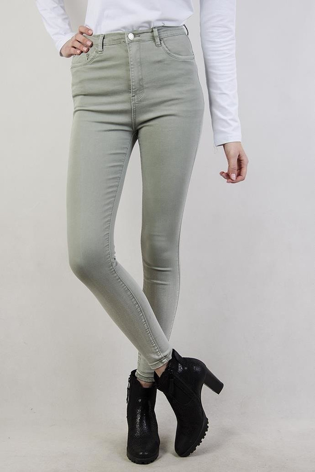 Jasnoszare spodnie skinny jeans, cieniowane