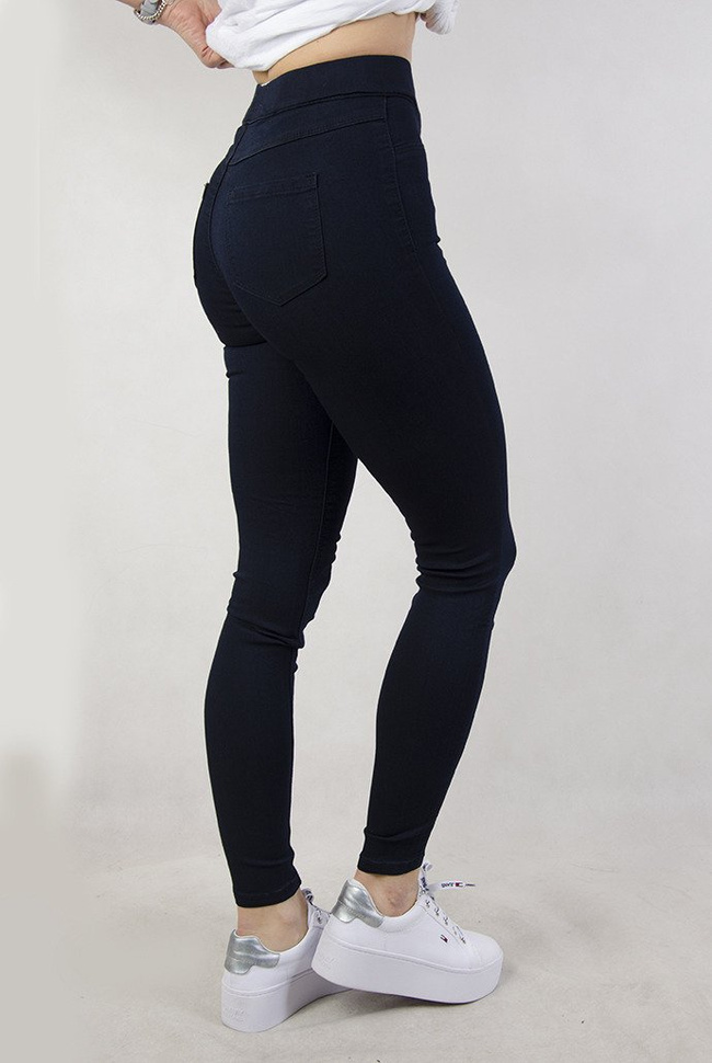 Granatowe tregginsy z wysokim stanem