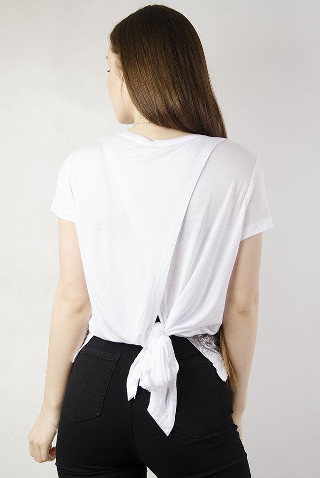 Bluzka z lwem wiązana z tyłu biała