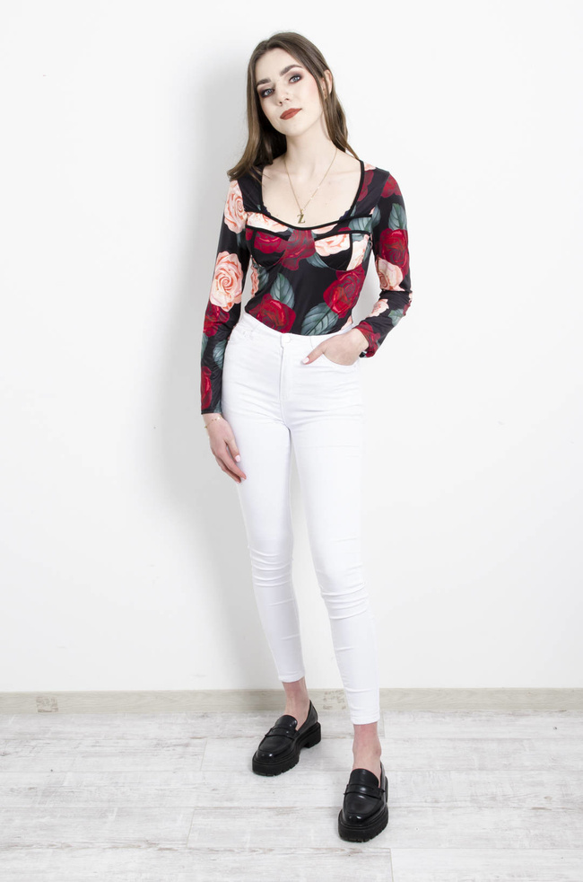 BIAŁE SPODNIE SKINNY Z WYSOKIM STANEM 