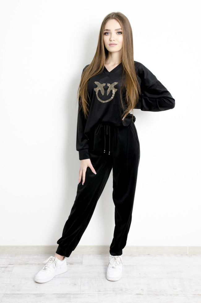 KOMPLET DRESOWY WELUROWY CZARNY