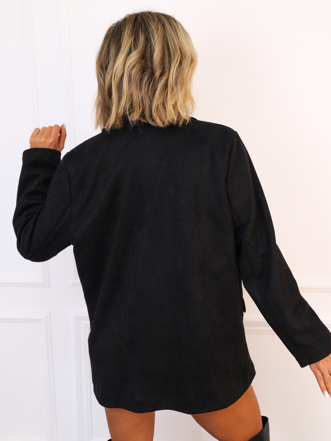 ZAMSZOWA MARYNARKA OVERSIZE ZAPINANA NA GUZIK- CZARNA