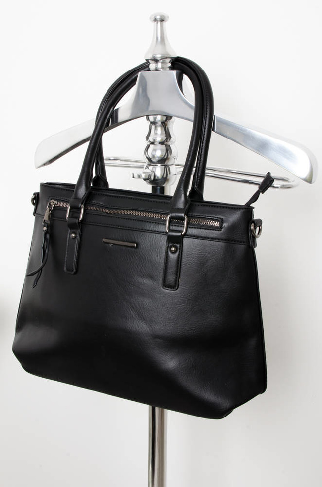 CZARNA TOREBKA Z IMITACJI SKÓRY TYPU SHOPPER