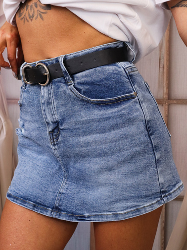 JEANSOWE SPÓDNICO-SPODENKI Z PRZETARCIAMI + PASEK