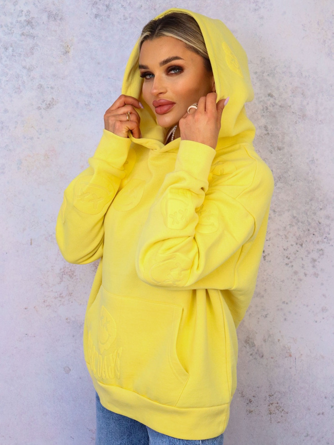 BLUZA OVERSIZE Z EMOTKAMI I NAPISEM- ŻÓŁTA
