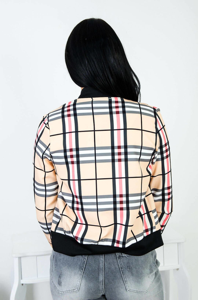 BEŻOWA BLUZA BOMBERKA W KARATĘ ( S-L )