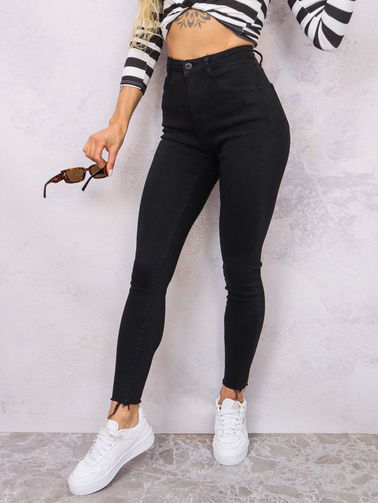 CZARNE SPODNIE JEANSOWE SKINNY Z PRZETARCIAMI