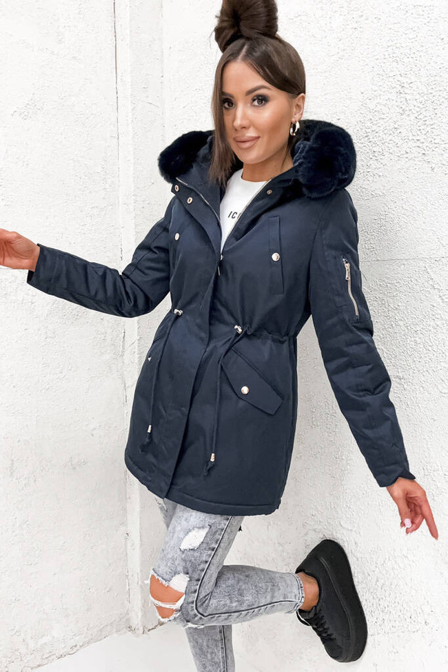 GRANATOWA KURTKA PARKA ZIMOWA