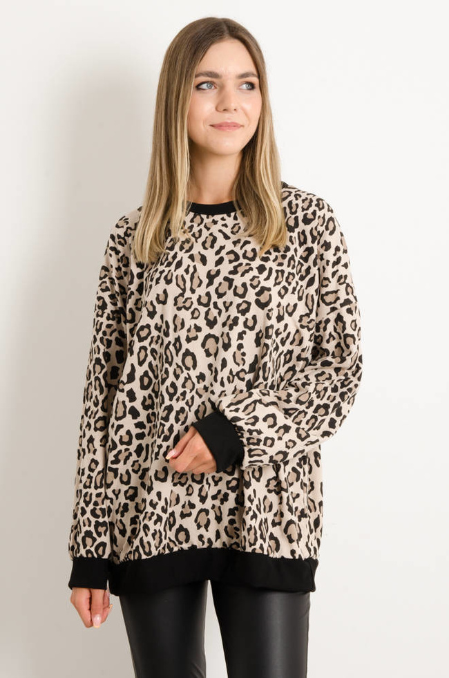 BLUZA OVERSIZE W PANTERKĘ