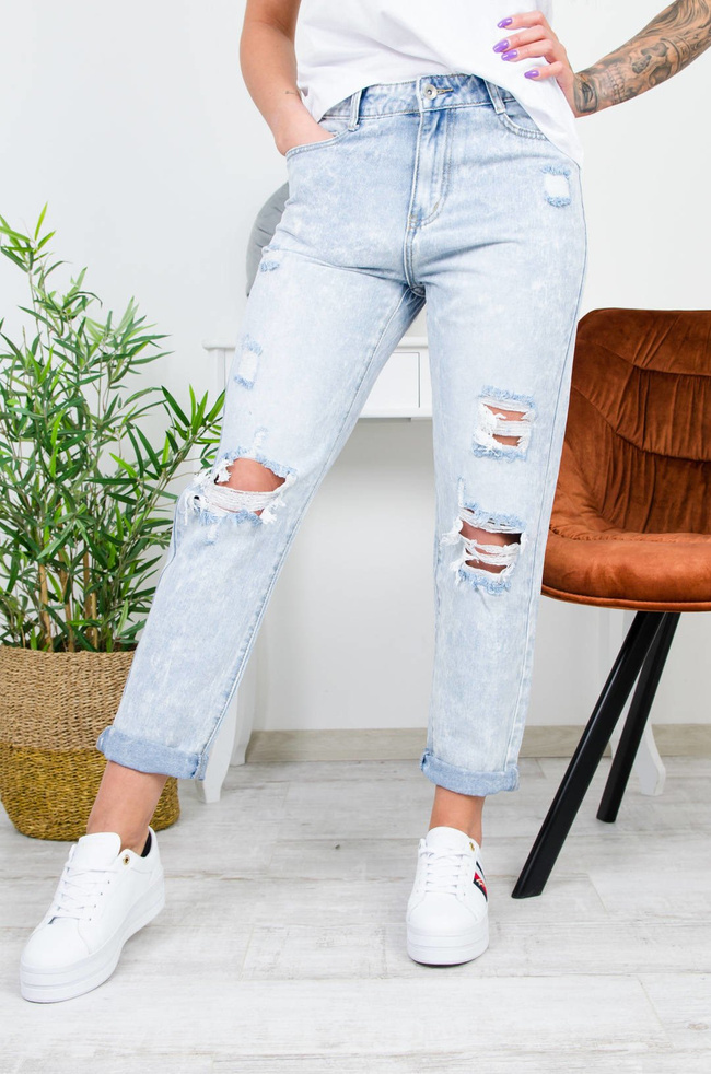 JASNE SPODNIE JEANSOWE BOYFRIEND Z WYSOKIM STANEM