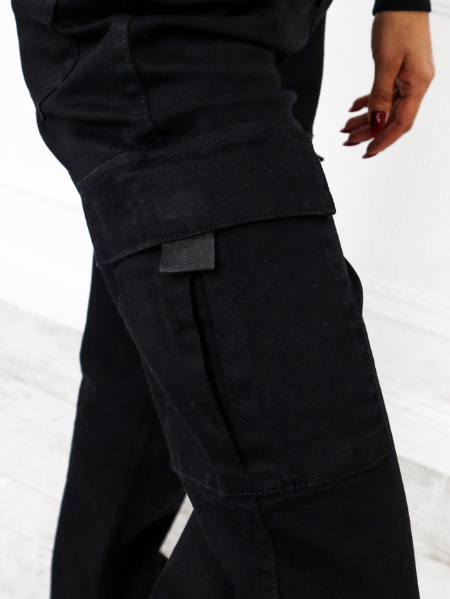 SPODNIE BOJÓWKI Z SZEROKIMI NOGAWKAMI- CZARNE