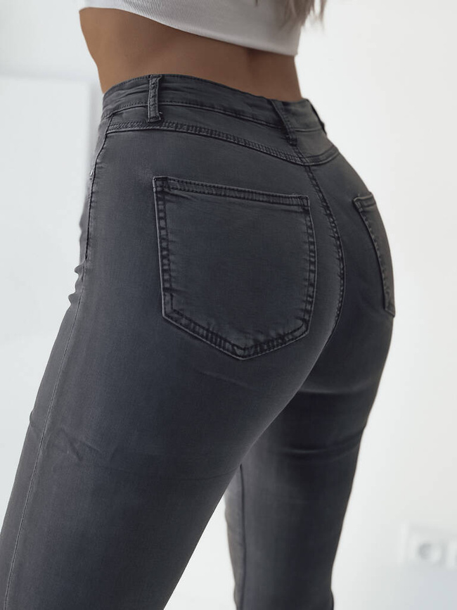 Ciemnoszare dopasowane spodnie z wysokim stanem