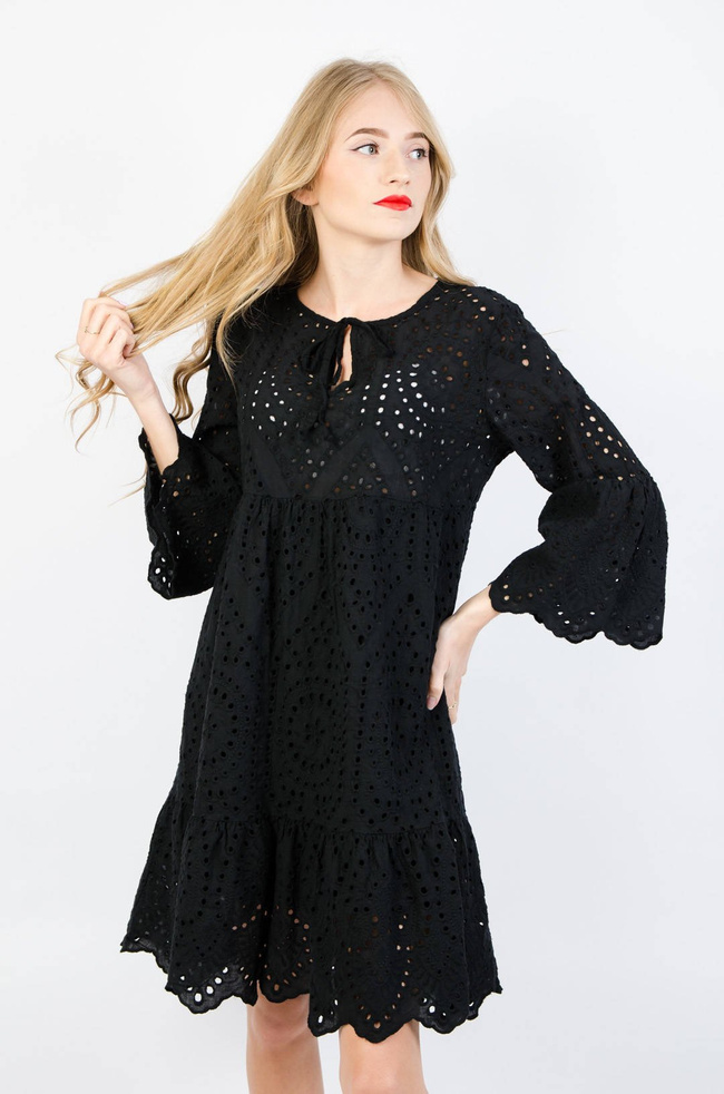 CZARNA AŻUROWA SUKIENKA