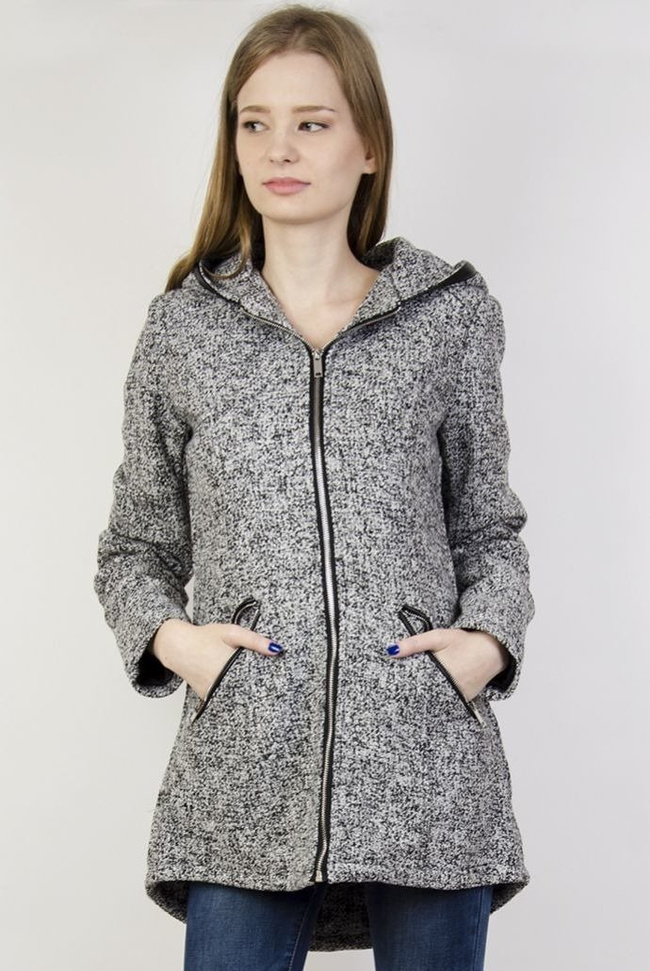 Jasnoszary płaszcz zapinany na zamek