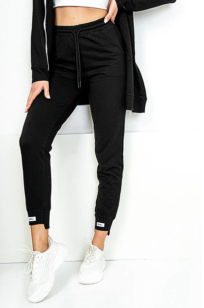 SPODNIE DRESOWE Z NASZYWKAMI NA ŚCIĄGACZACH- CZARNE