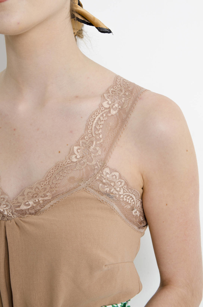 BIELIŹNIANY TOP Z KORONKĄ - BEŻOWY