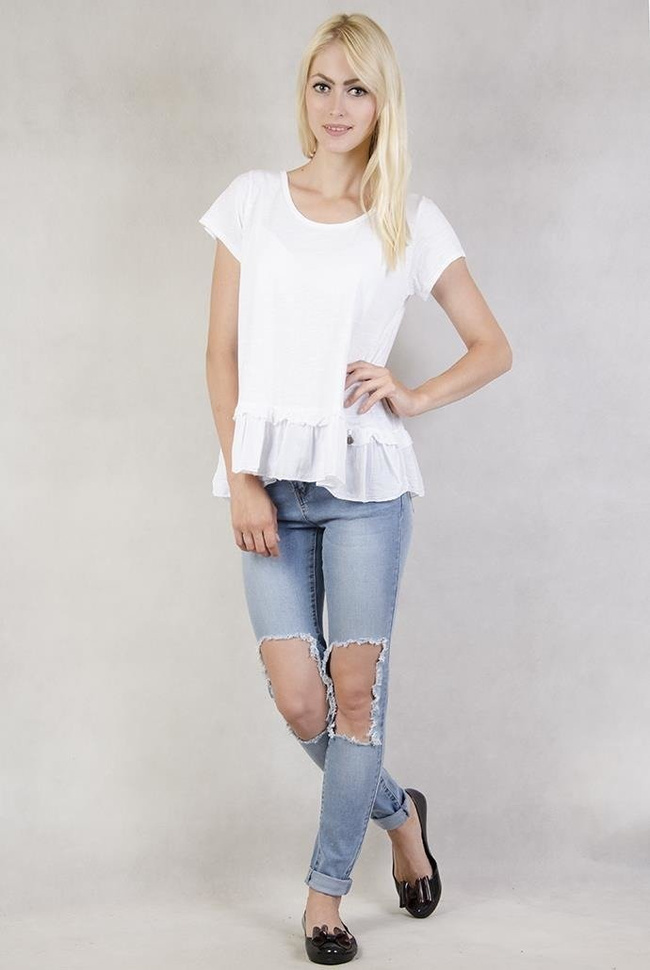 Biała bluzka z falbanką