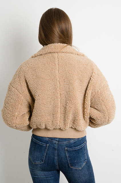 BRĄZOWA KURTKA BOMBERKA Z KOŻUSZKIEM