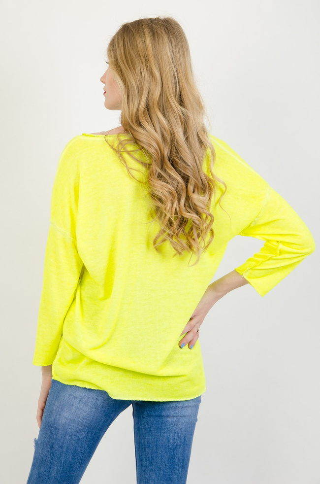 Żółta neonowa bluzka z napisem