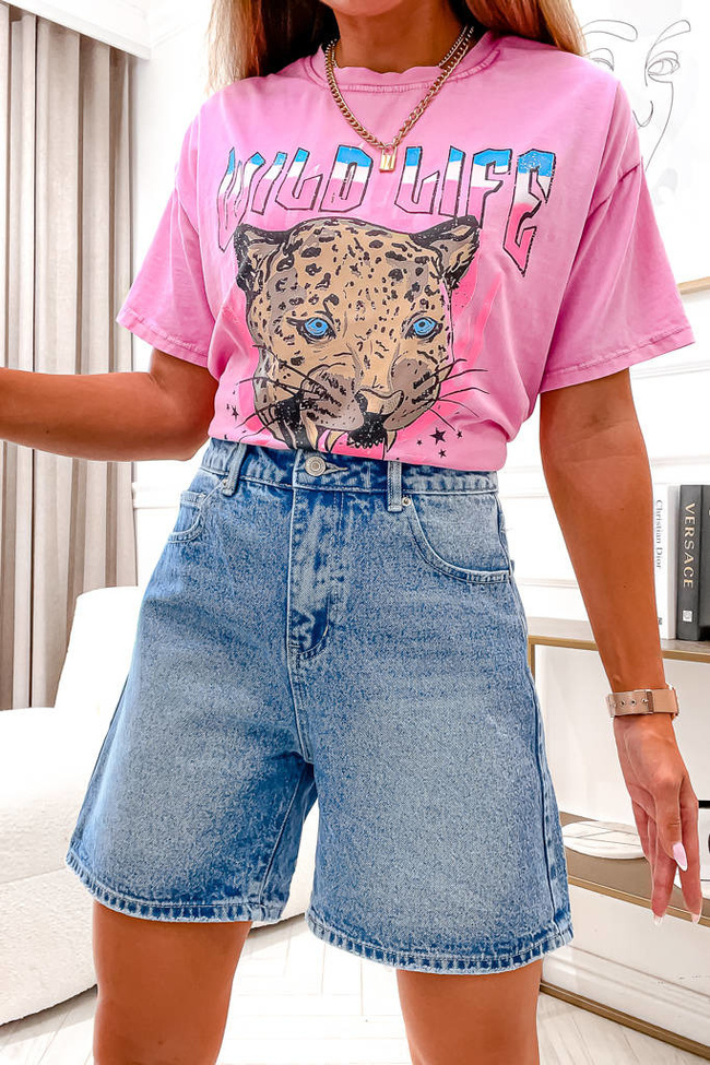 SZORTY JEANSOWE MOM FIT Z WYSOKIM STANEM- NIEBIESKIE