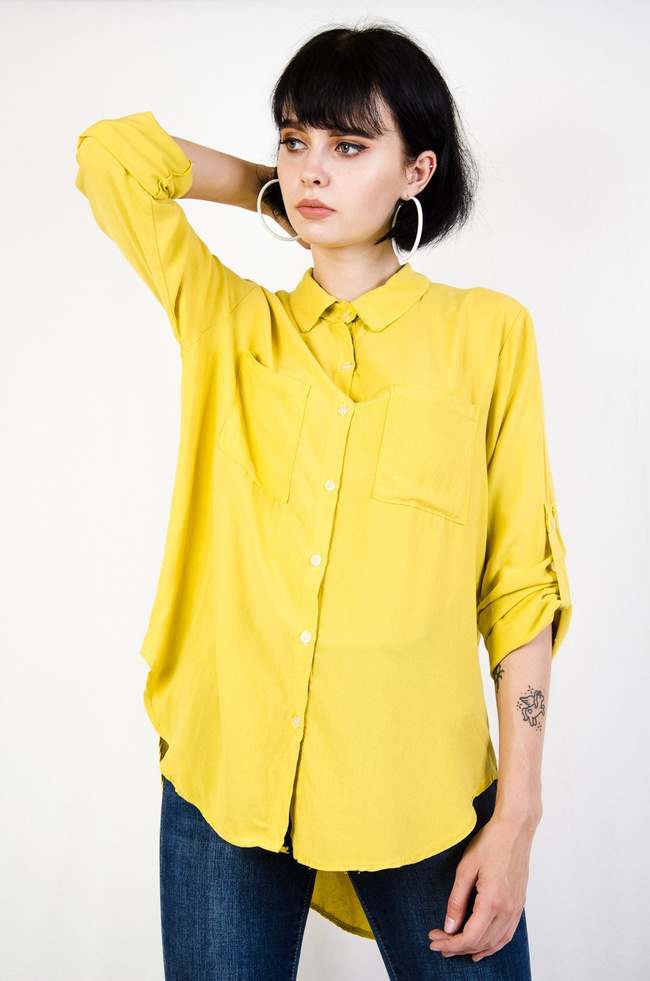 Żółta asymetryczna koszula typu oversize