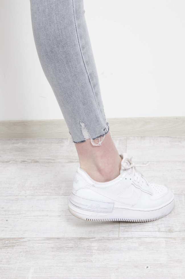 SPODNIE SZARE JEANSOWE Z WYSOKIM STANEM