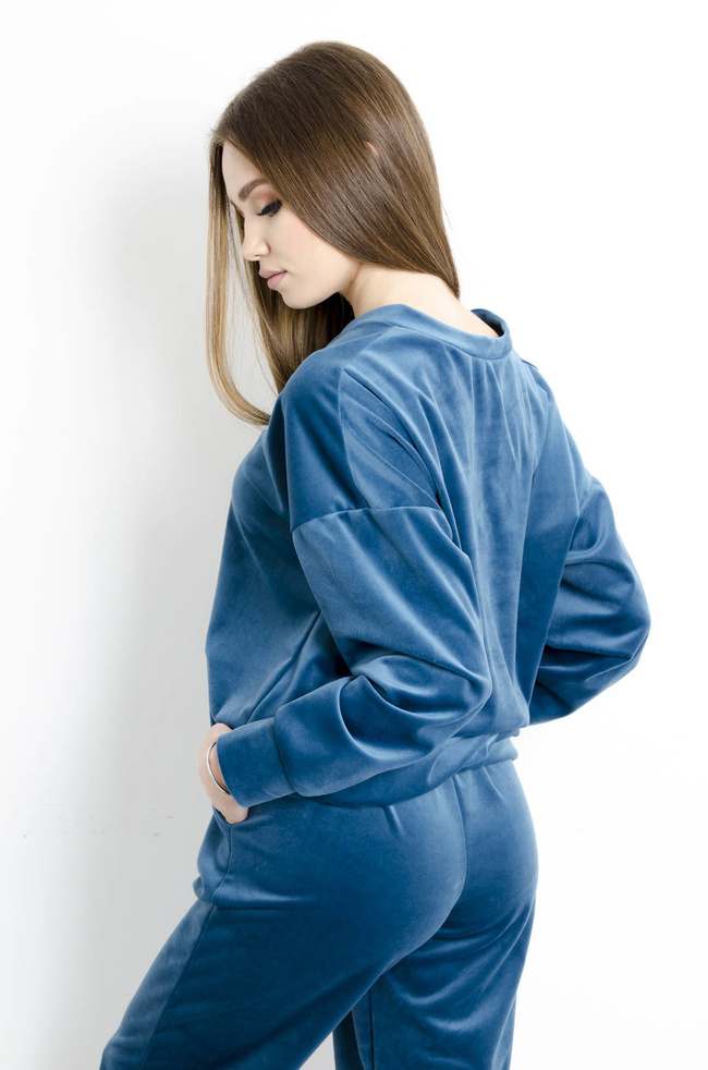 KOMPLET DRESOWY WELUROWY TURKUSOWY