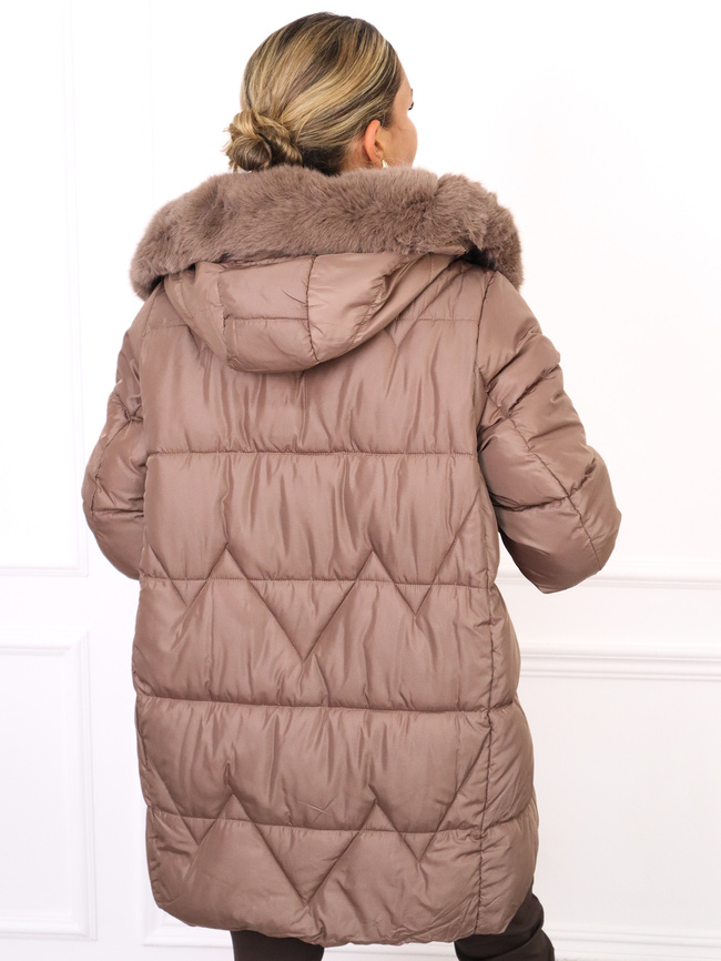 KURTKA PIKOWANA Z FUTERKIEM PRZY KAPTURZE- FANGO