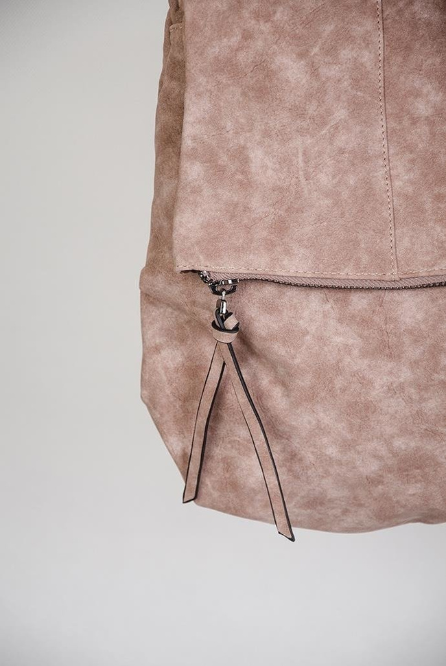 Duża pudroworóżowa torebka z nubuku