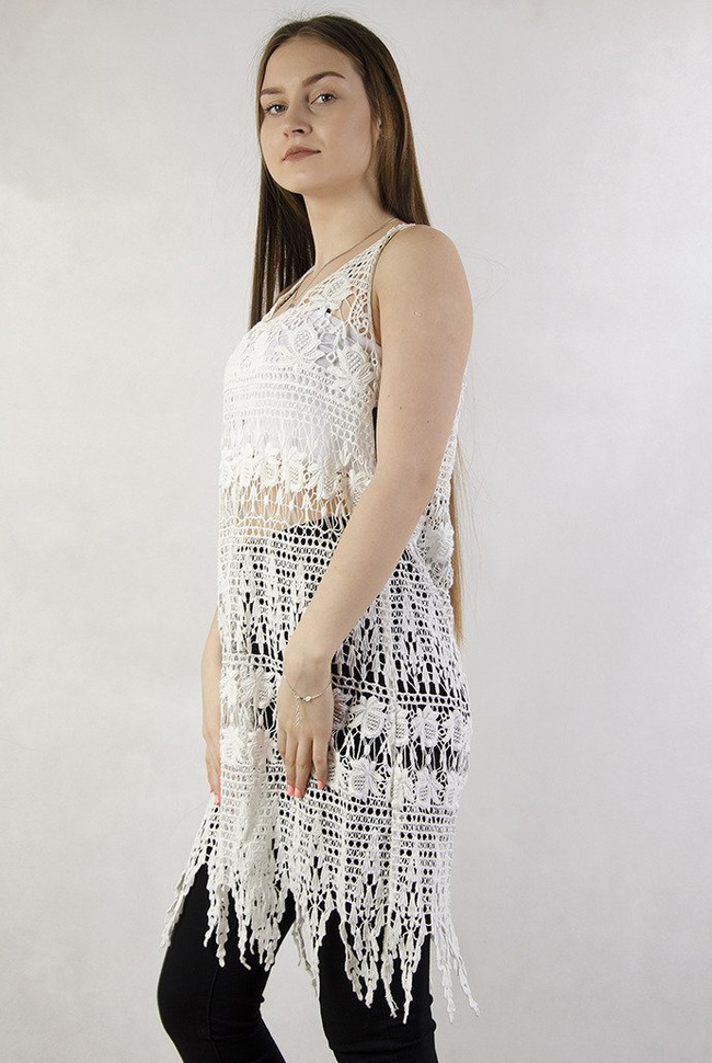 Koronkowa tunika biała