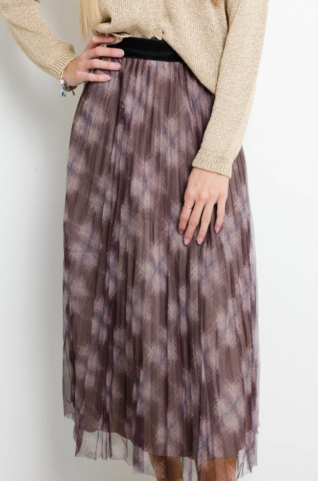 BRĄZOWA DWUSTRONNA SPÓDNICA Z TIULEM