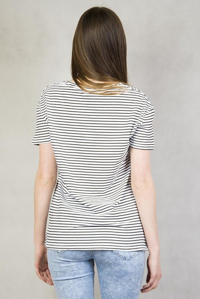 Bluzka w paski, z krótkim rękawem oraz sztampą