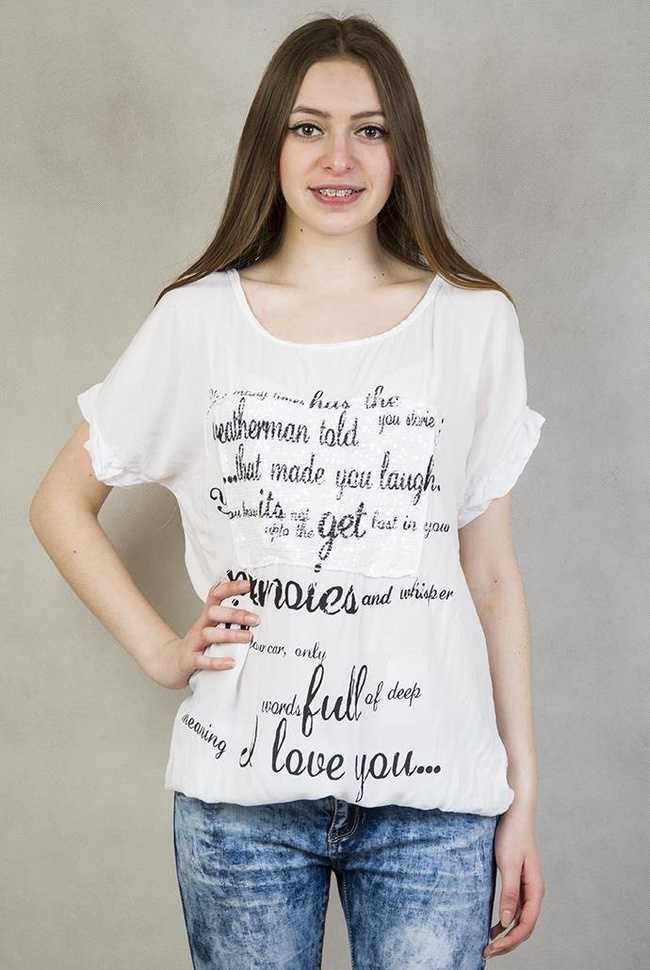 Biała bluzka z cekinami