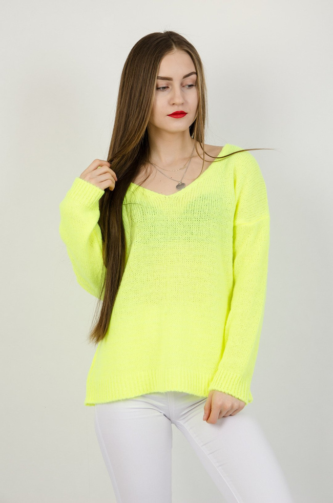 Żółty neonowy sweter oversize