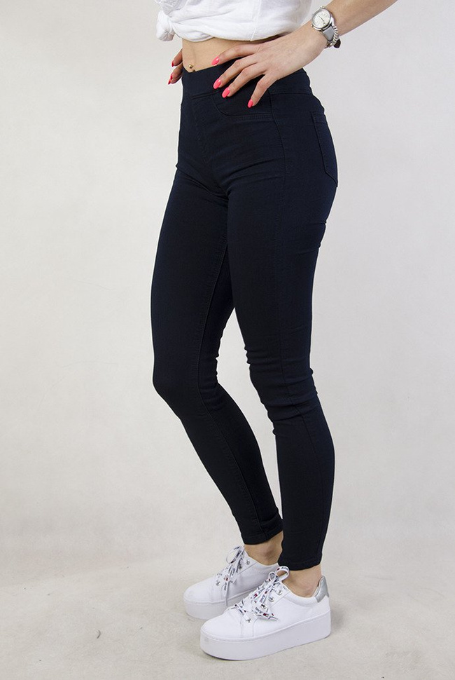 Granatowe tregginsy z wysokim stanem