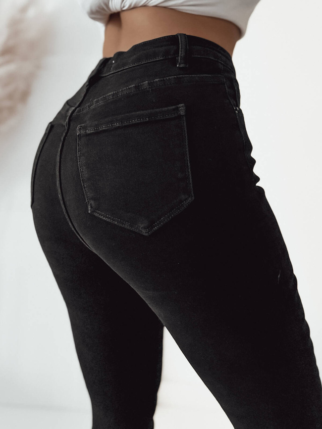 SPODNIE JEANSOWE SKINNY Z BARDZO WYSOKIM STANEM- CZARNE