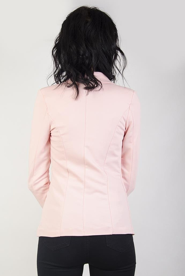 Jasnorożowa marynarka z kwiatowymi wstawkami