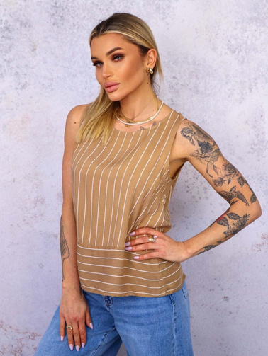 TOP NA RAMIĄCZKACH W PASKI- BRĄZOWY