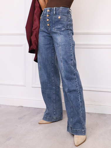 SPODNIE JEANSOWE Z PRZESZYCIAMI I KIESZENIAMI Z PRZODU- JEANS