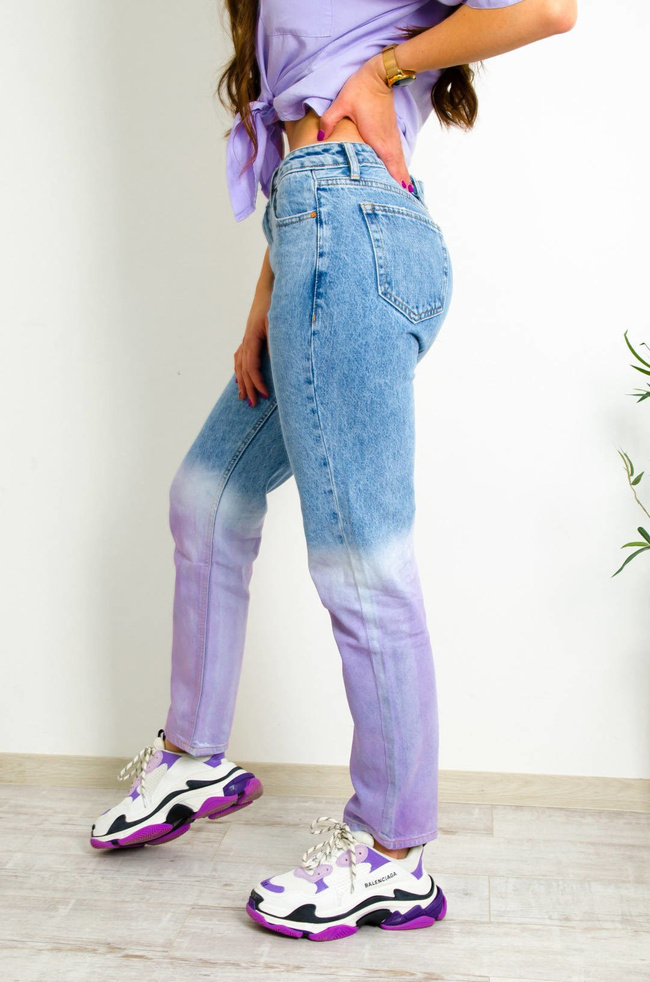 SPODNIE JEANSOWE DWUKOLOROWE TYPU STRAIGHT WIDE