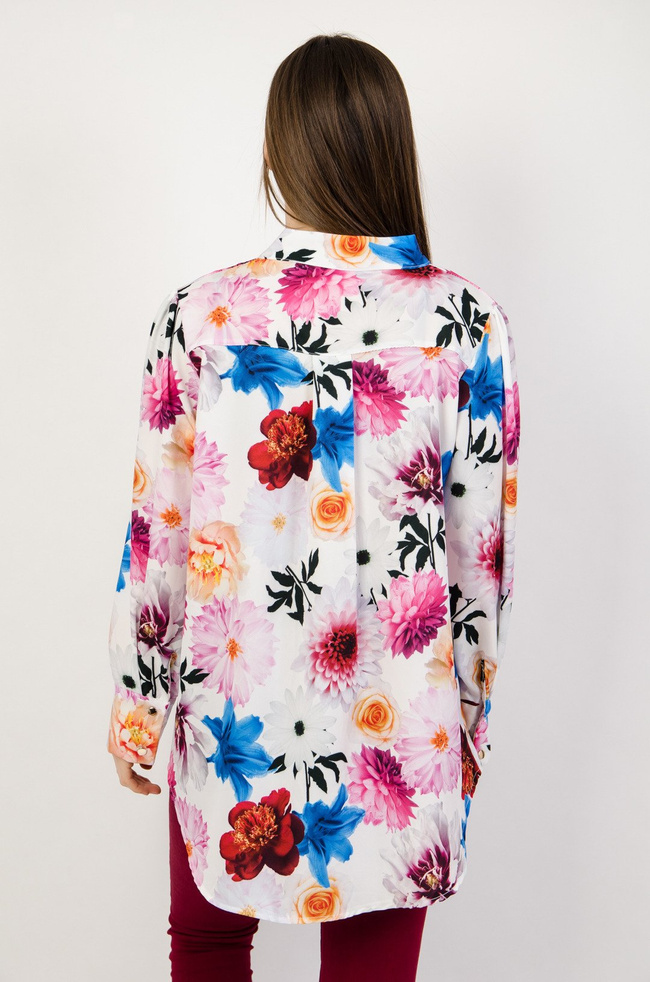 Koszula w kwiaty z wiązaniem przy szyi
