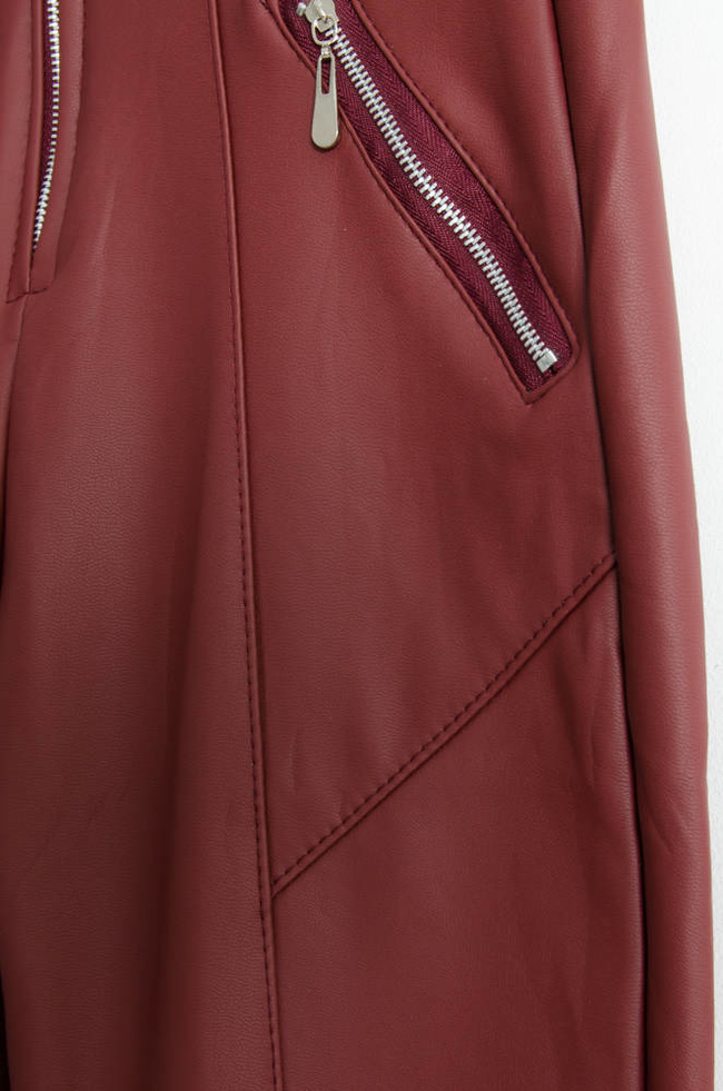 BORDOWE WOSKOWANE LEGGINSY Z PRZESZYCIAMI- WYSOKI STAN