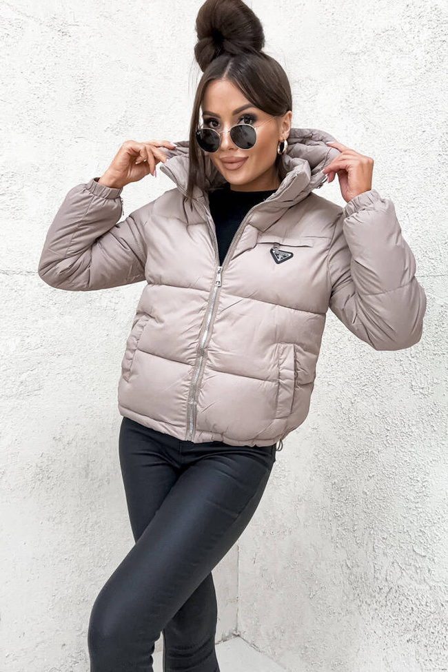 BEŻOWA KURTKA PUFFER+ TOREBKA