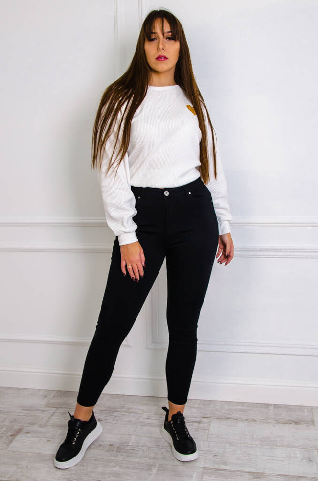 CZARNE PRZYLEGAJĄCE SPODNIE RURKI Z WYSOKIM STANEM (ROZMIAR M-4XL)