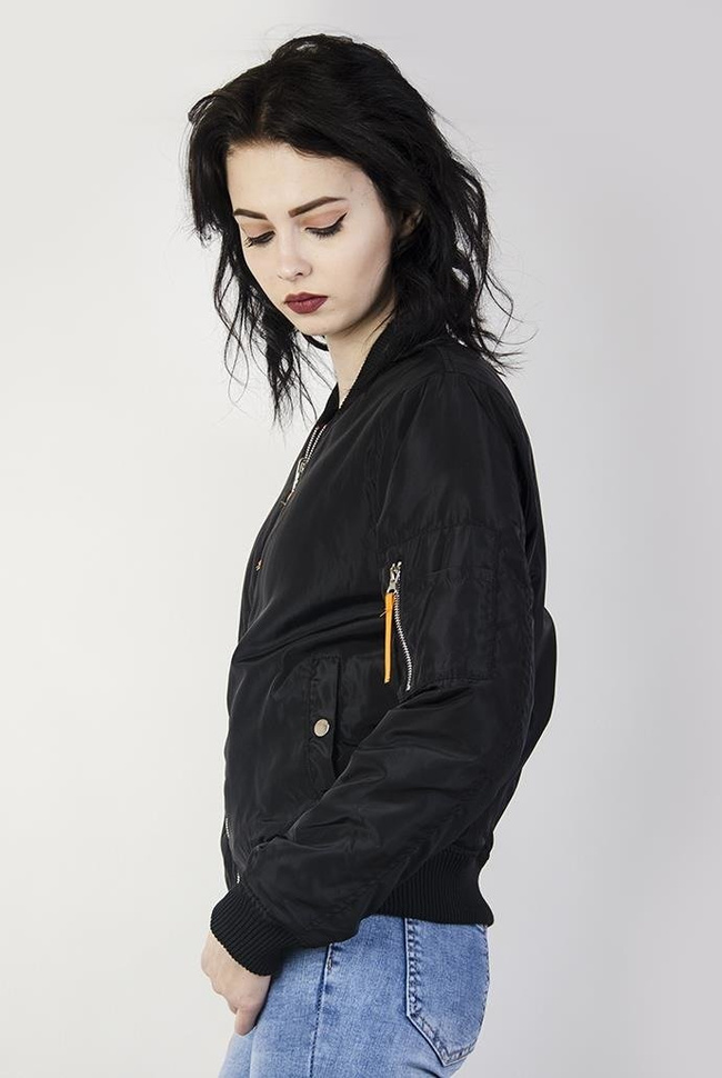 Dwustronna kurtka bomberka czarna/różowe moro