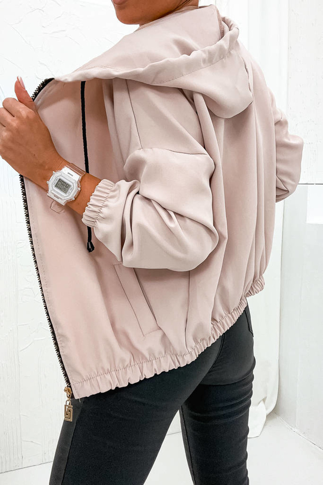 BLUZA BOMBERKA ZE ZŁOTYM ZAMKIEM- PUDROWY RÓŻ