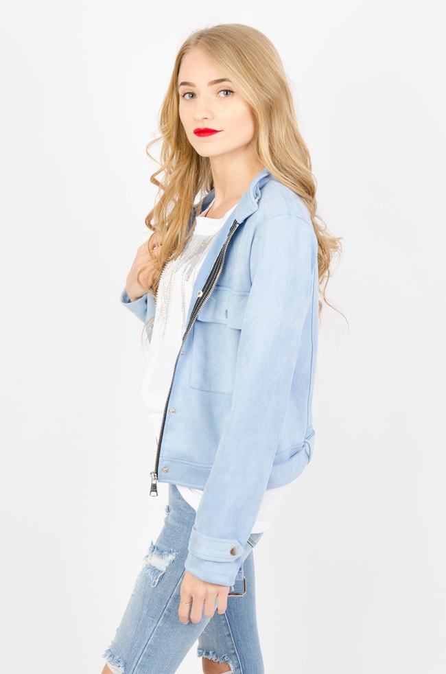 RAMONESKA Z IMITACJI ZAMSZU W KOLORZE NIEBIESKIM